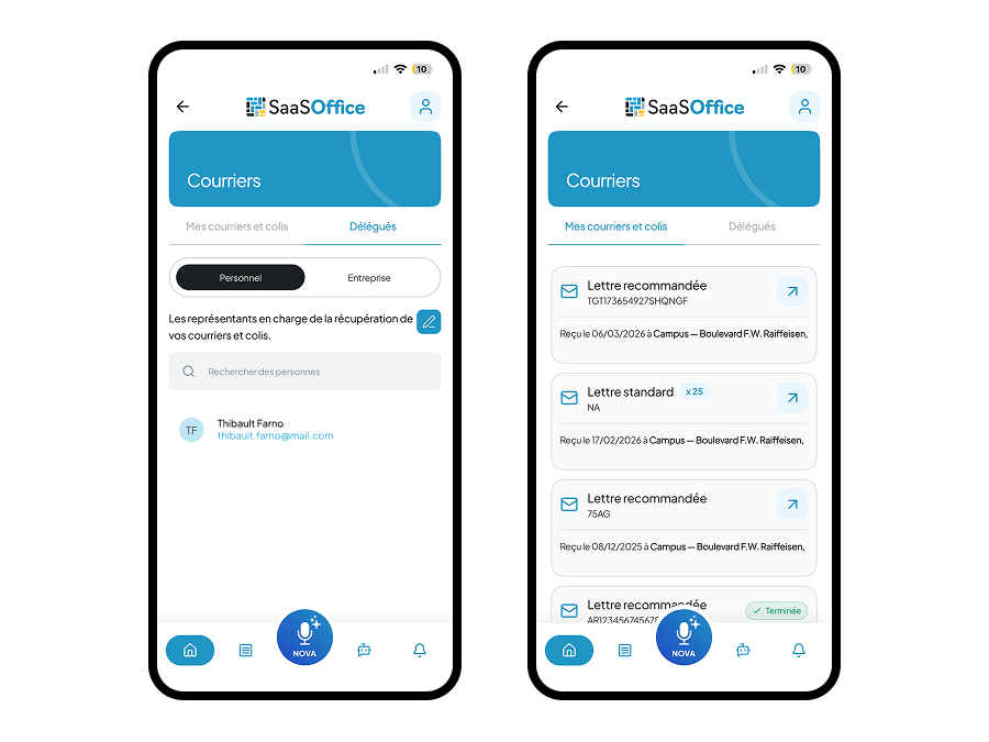 App SaaSOffice côté occupant — autre vue